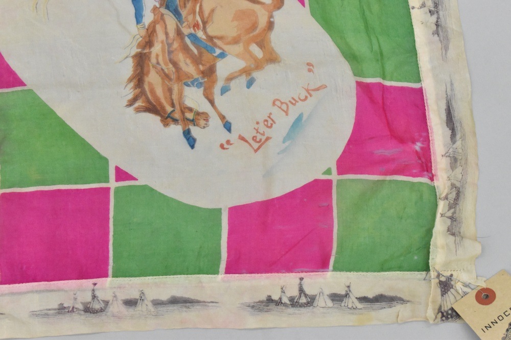 108838 ヴィンテージ 中判 スーベニア カウボーイ スカーフ  Souvenir scarf