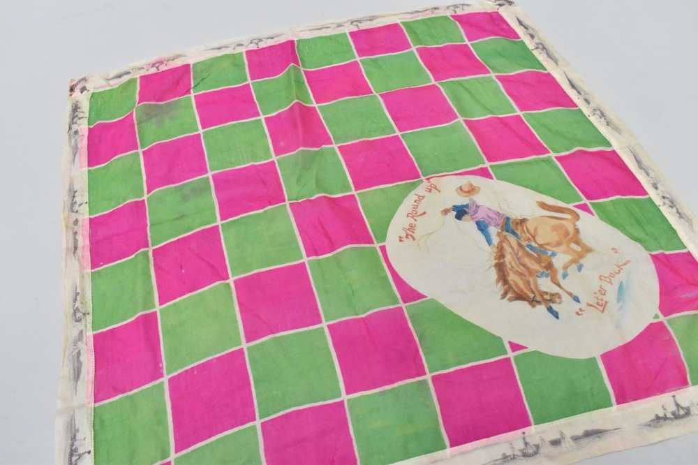 108838 ヴィンテージ 中判 スーベニア カウボーイ スカーフ  Souvenir scarf