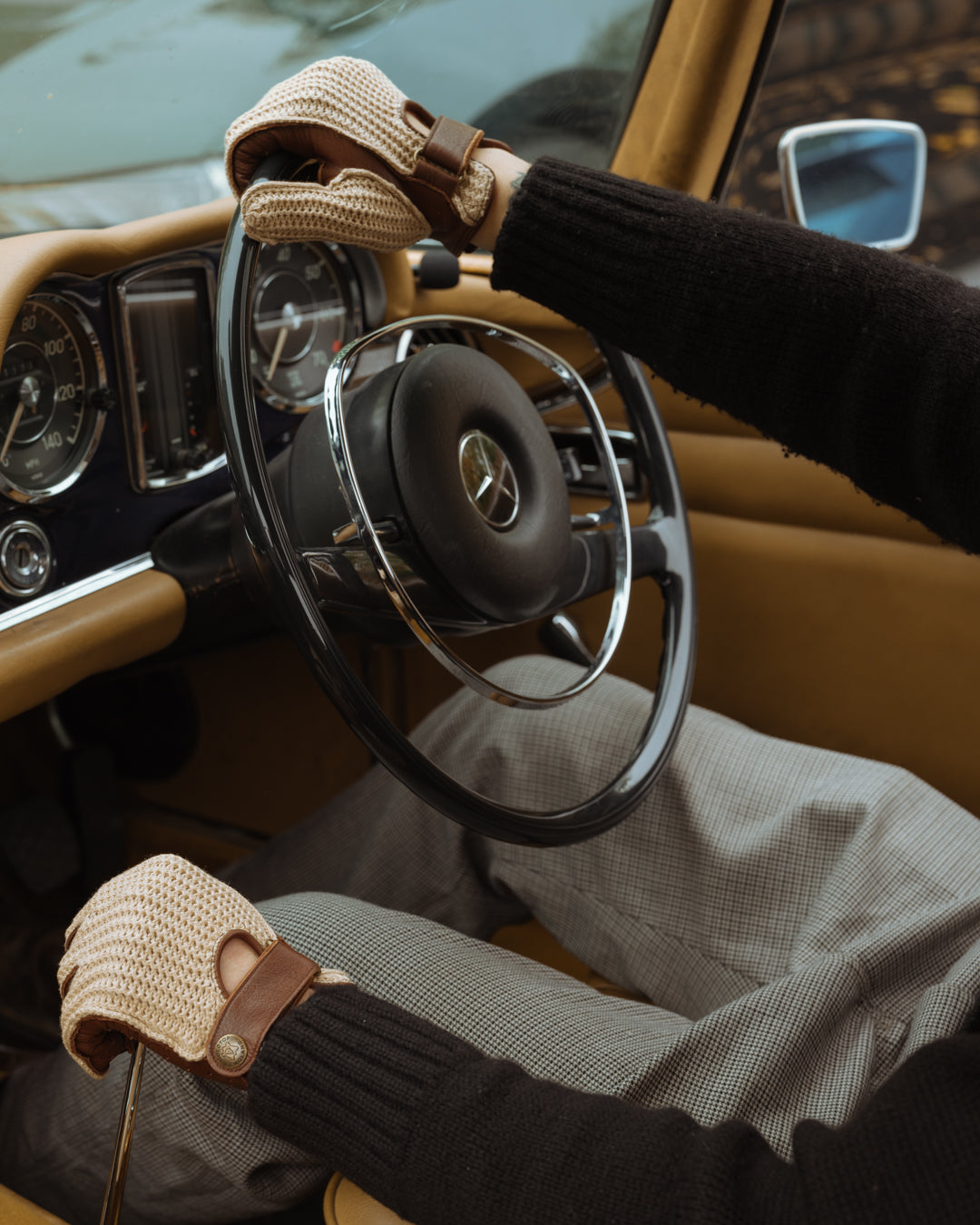 SL 英国 「GOLDTOP」 「Deerskin Leather String Back Driving Gloves」 LightBrown 鹿革ドライビンググローブ　10%ポイント還元