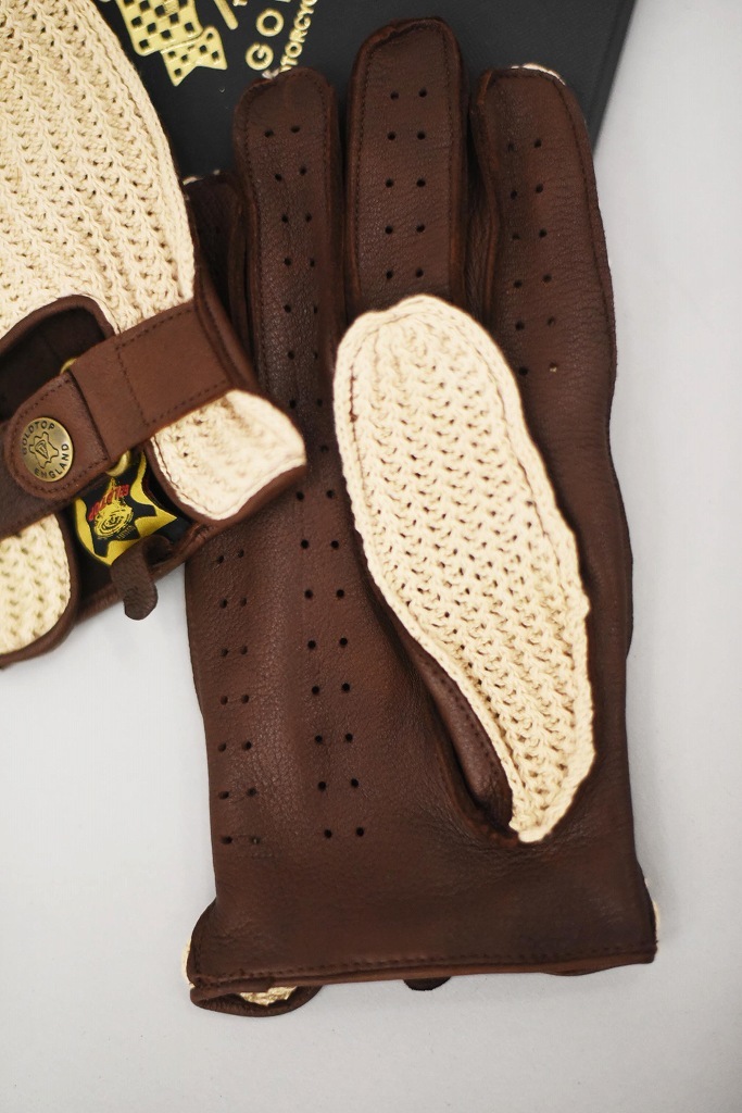 SL 英国 「GOLDTOP」 「Deerskin Leather String Back Driving Gloves」 LightBrown 鹿革ドライビンググローブ