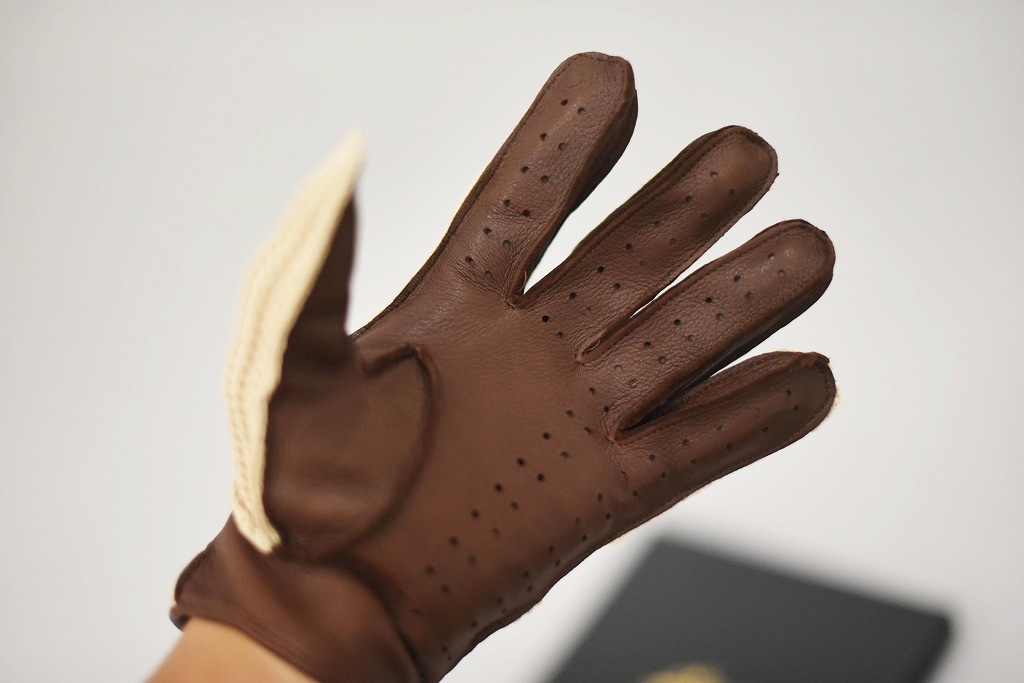 SL 英国 「GOLDTOP」 「Deerskin Leather String Back Driving Gloves」 LightBrown 鹿革ドライビンググローブ