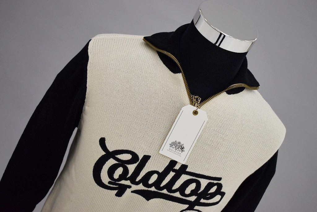 英国 「GOLDTOP」「1920s Motorcycle Racing Sweater」レーシングセーター　 COLOR：Ecru/Black Script