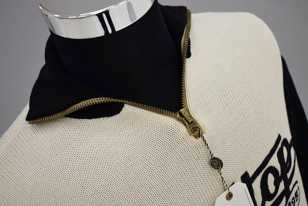 英国 「GOLDTOP」「1920s Motorcycle Racing Sweater」レーシングセーター　 COLOR：Ecru/Black Script