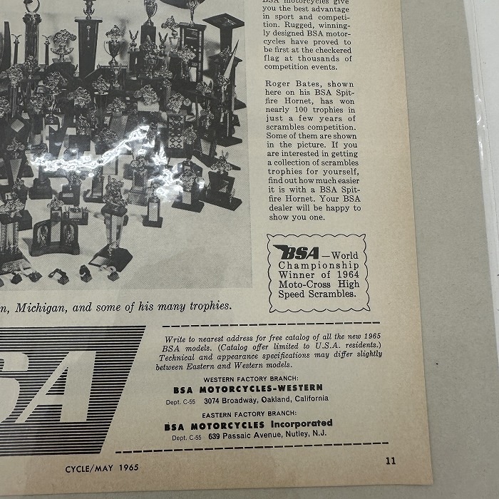108083 1965年 BSA 雑誌 切り抜き ヴィンテージバイク 英国車 古本 ヴィンテージ