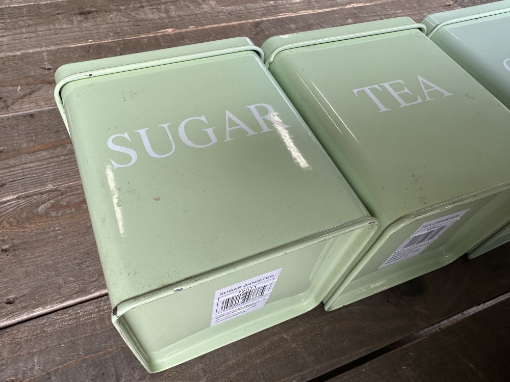 108439 ヴィンテージ キャニスター 缶  キッチン雑貨 3つセット