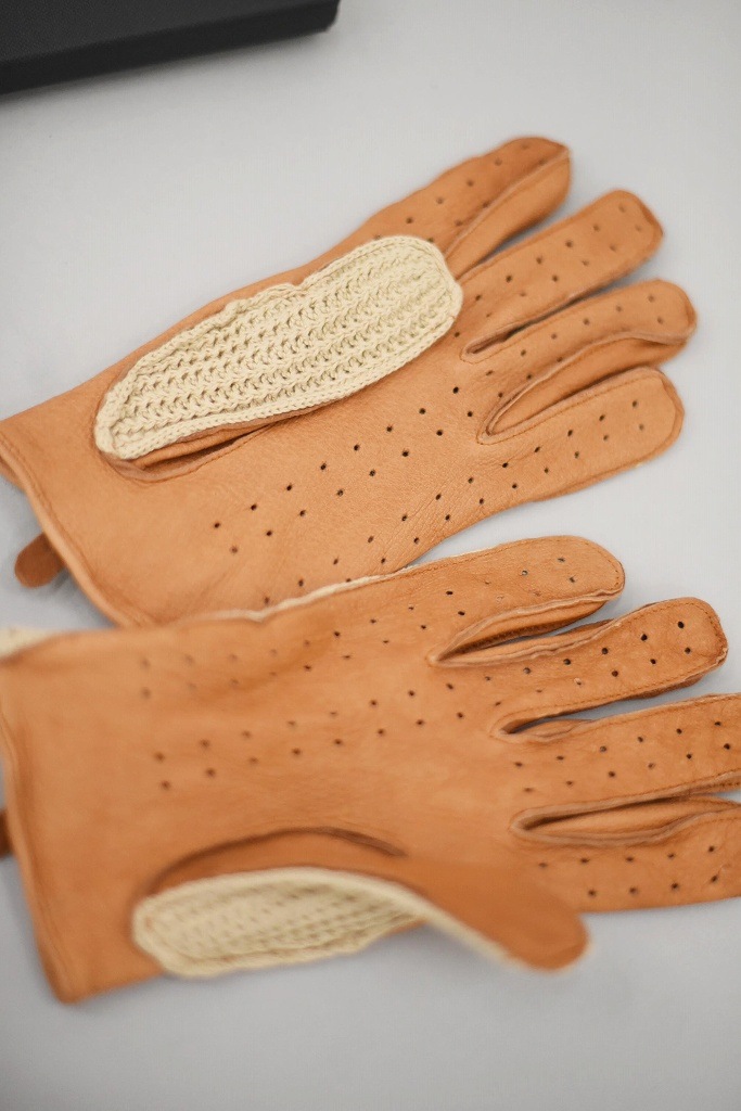 ST 英国 「GOLDTOP」 「Deerskin Leather String Back Driving Gloves」 Tan 鹿革ドライビンググローブ