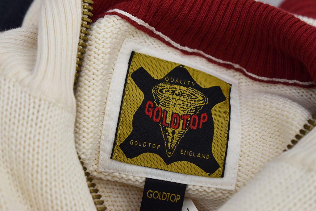 英国 「GOLDTOP」「1920s Motorcycle Racing Sweater」レーシングセーター　 COLOR：Ecru/Red