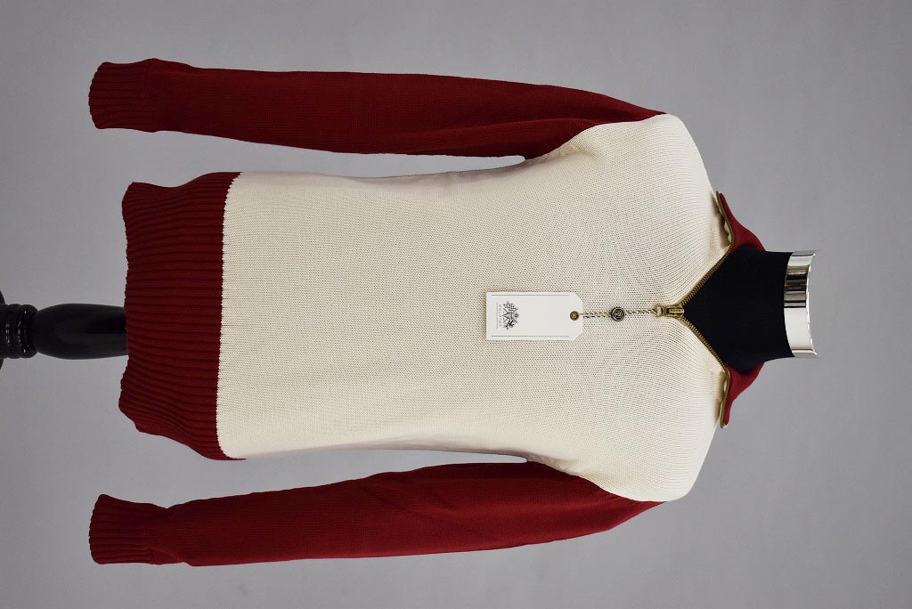 英国 「GOLDTOP」「1920s Motorcycle Racing Sweater」レーシングセーター　 COLOR：Ecru/Red