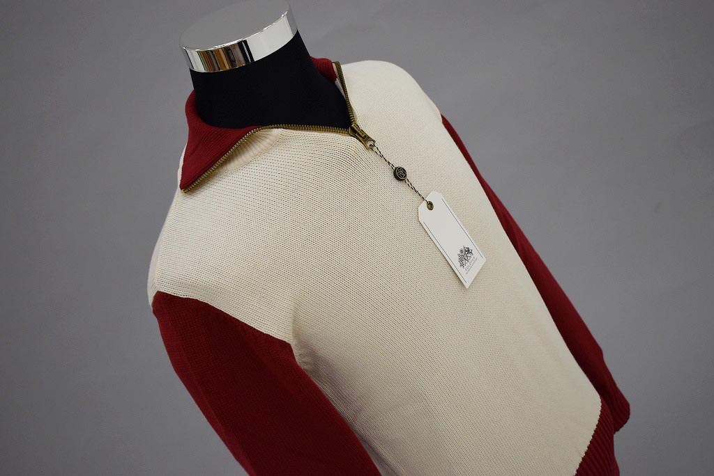 英国 「GOLDTOP」「1920s Motorcycle Racing Sweater」レーシングセーター　 COLOR：Ecru/Red