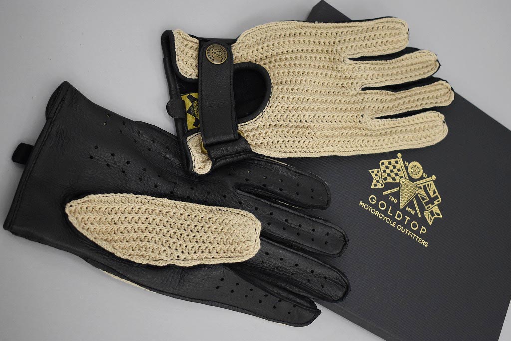 SB 英国 「GOLDTOP」 「Deerskin Leather String Back Driving Gloves」 Black 鹿革ドライビンググローブ