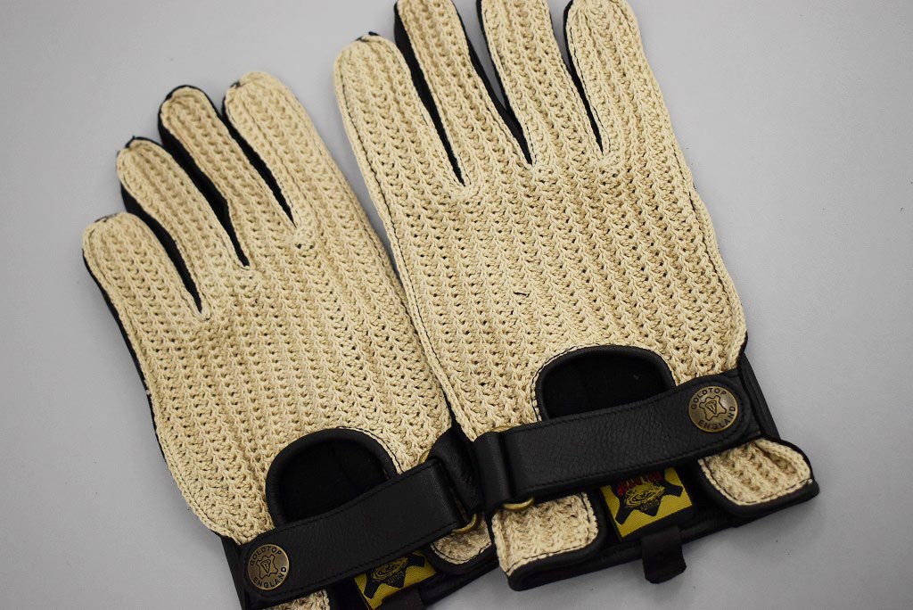 SB 英国 「GOLDTOP」 「Deerskin Leather String Back Driving Gloves」 Black 鹿革ドライビンググローブ