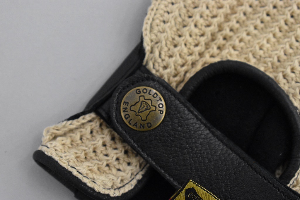 SB 英国 「GOLDTOP」 「Deerskin Leather String Back Driving Gloves」 Black 鹿革ドライビンググローブ