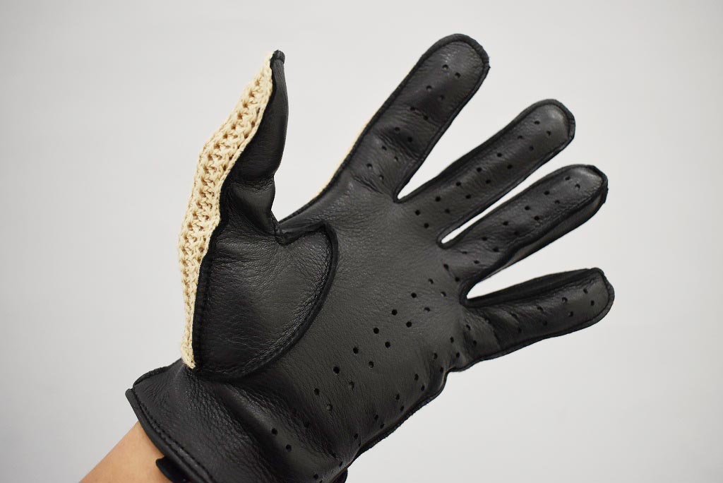SB 英国 「GOLDTOP」 「Deerskin Leather String Back Driving Gloves」 Black 鹿革ドライビンググローブ