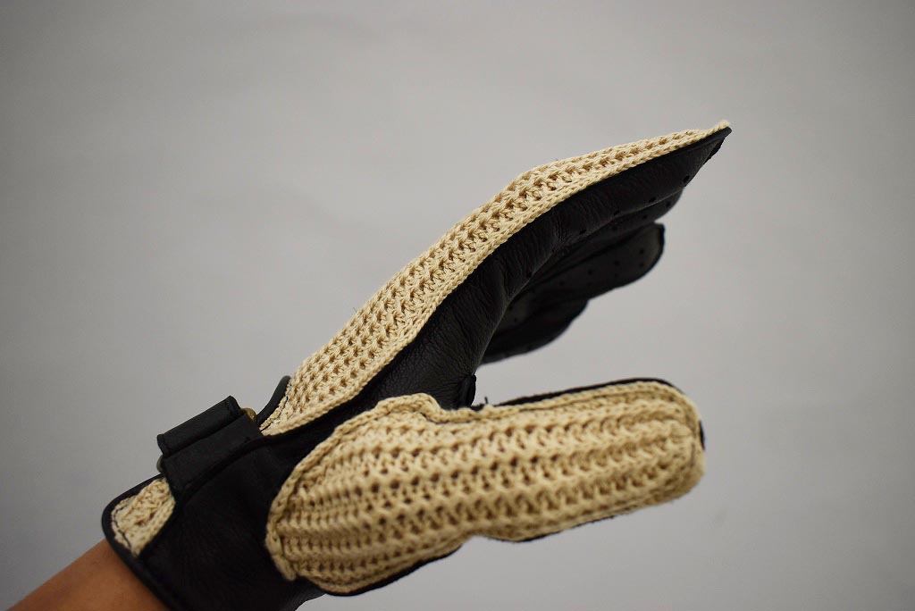 SB 英国 「GOLDTOP」 「Deerskin Leather String Back Driving Gloves」 Black 鹿革ドライビンググローブ