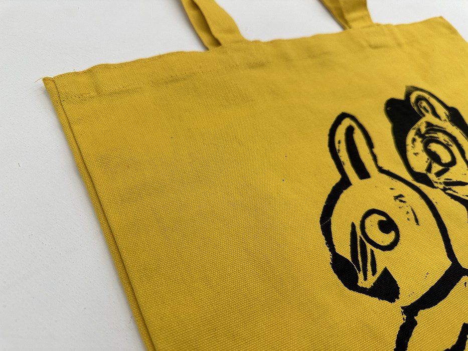 「Rabbit & Squirrel」　PAUL SIMONON（THE CLASH)  トートバッグ/ブリティッシュグリーン　マスタードイエロー