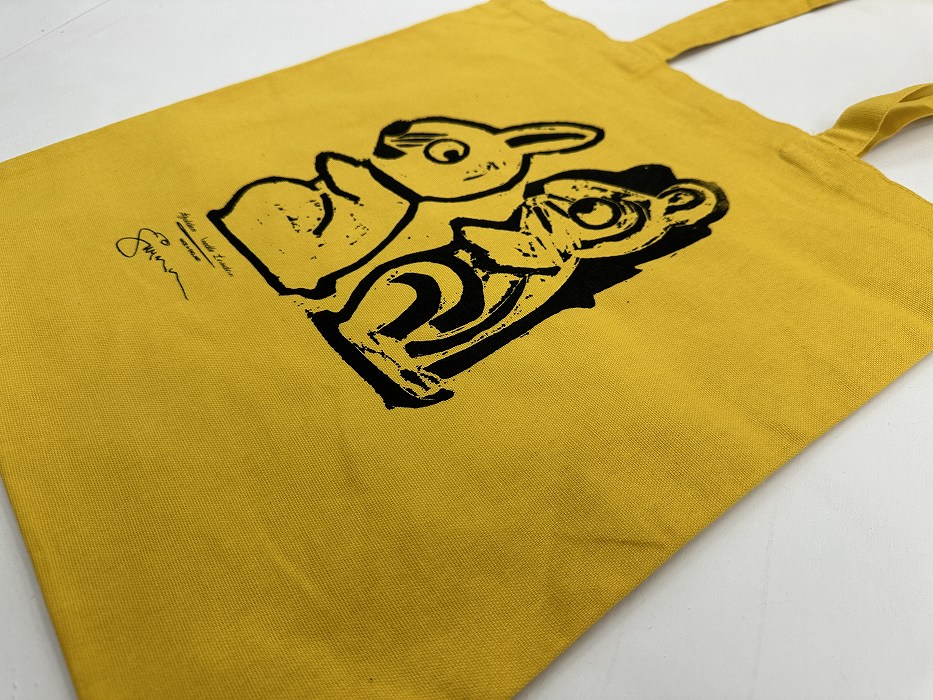 「Rabbit & Squirrel」　PAUL SIMONON（THE CLASH)  トートバッグ/ブリティッシュグリーン　マスタードイエロー