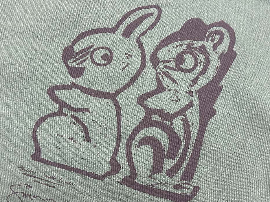 「Rabbit & Squirrel」　PAUL SIMONON（THE CLASH)  トートバッグ/ブリティッシュグリーン　マスタードイエロー
