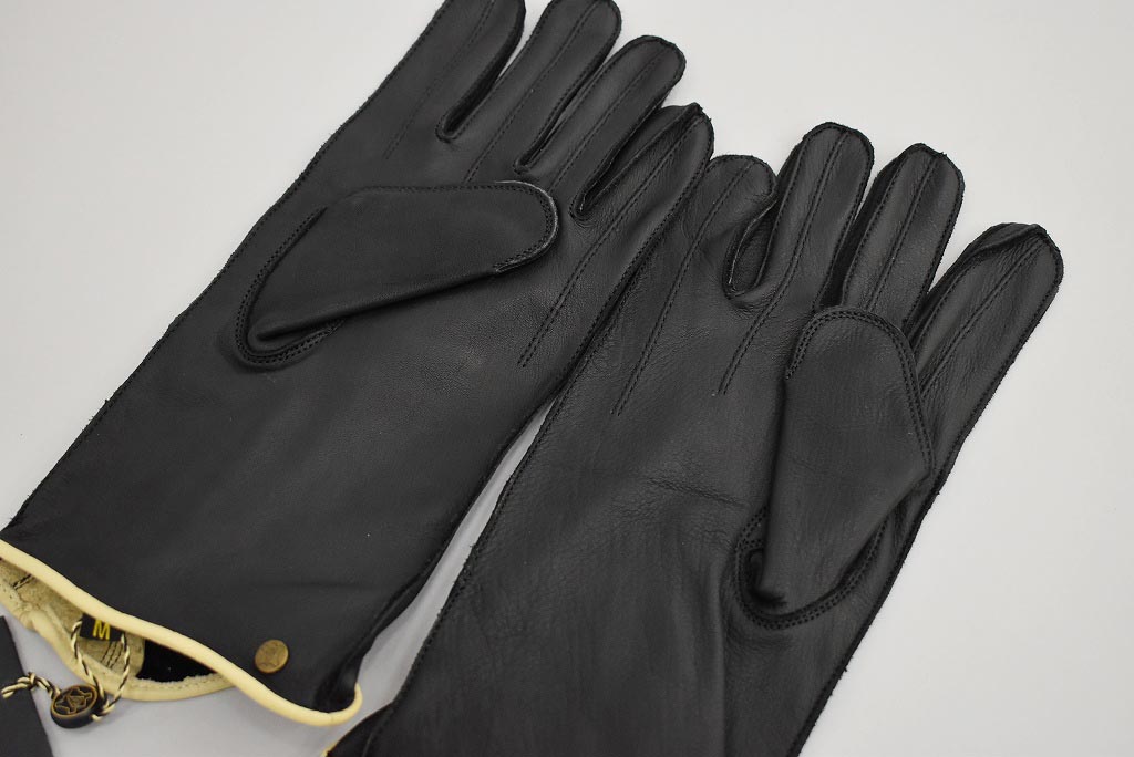 英国 「GOLDTOP」「Zipped Unlined Cafe Racer Gloves」 TanTrim 本革カフェレーサーグローブ　裏地無し タイトフィット