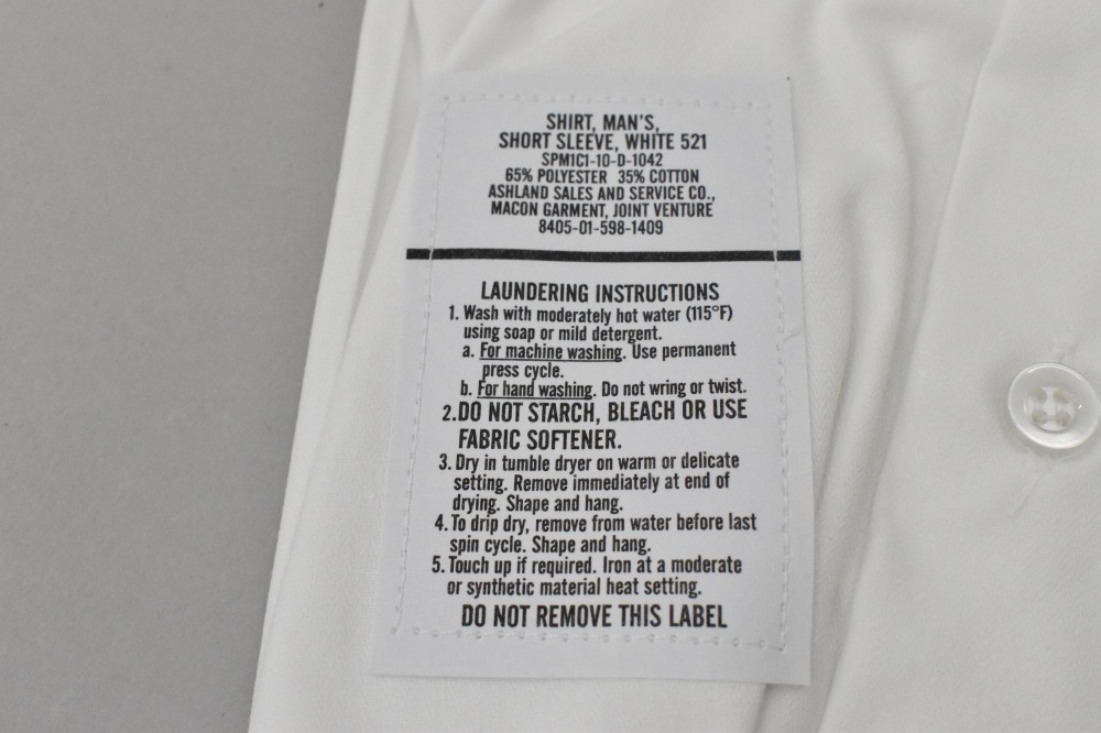 108854 【DEAD STOCK】ヴィンテージ 米軍 WHITE 521  ショートスリーブシャツ SHORT SLEEVE WHITE 521 半袖シャツ