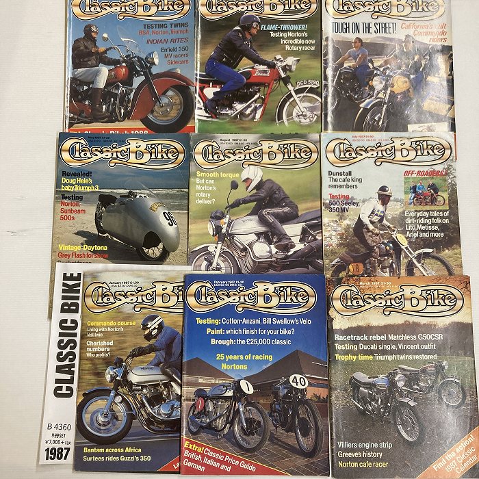 B4360　1987　9冊セット 「CLASSIC BIKE」 クラシックバイク 英国 旧車雑誌