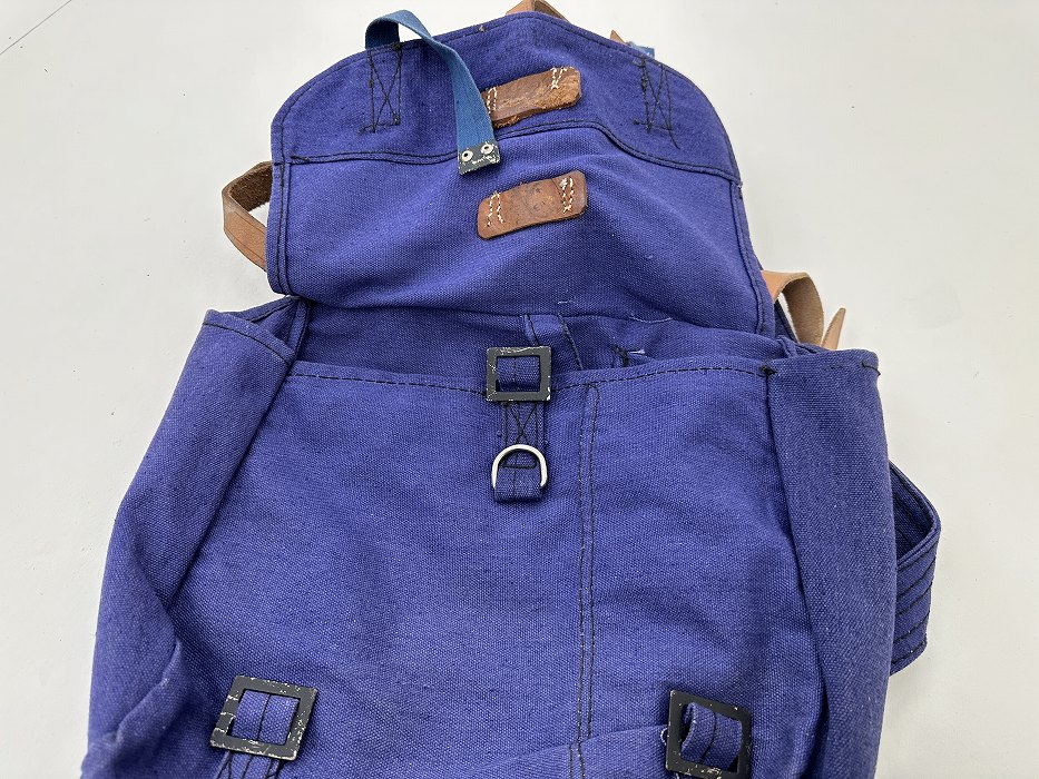 107503 ブルー ヴィンテージ 実物 デッドストック ルーマニア軍 ブレッドバッグ レザーストラップあり