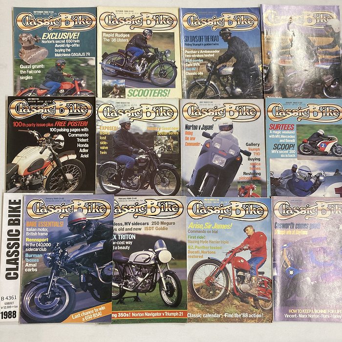 B4361　1988　12冊セット 「CLASSIC BIKE」 クラシックバイク 英国 旧車雑誌