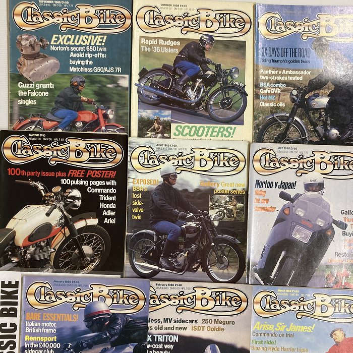 B4361　1988　12冊セット 「CLASSIC BIKE」 クラシックバイク 英国 旧車雑誌