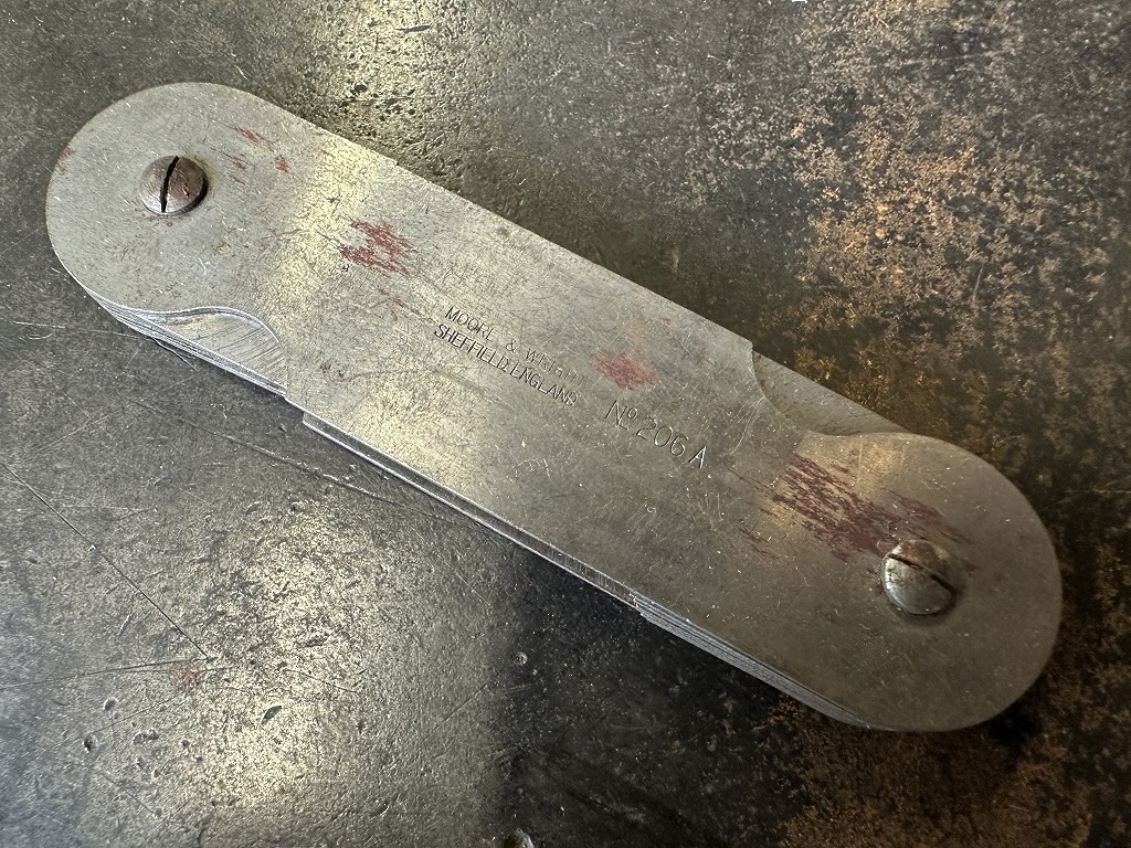 108003 ヴィンテージ　「MOORE&WRIGHT SHEFFELD」　シックネスゲージ  すきまゲージ　工具　英国 MADE IN ENGLAND