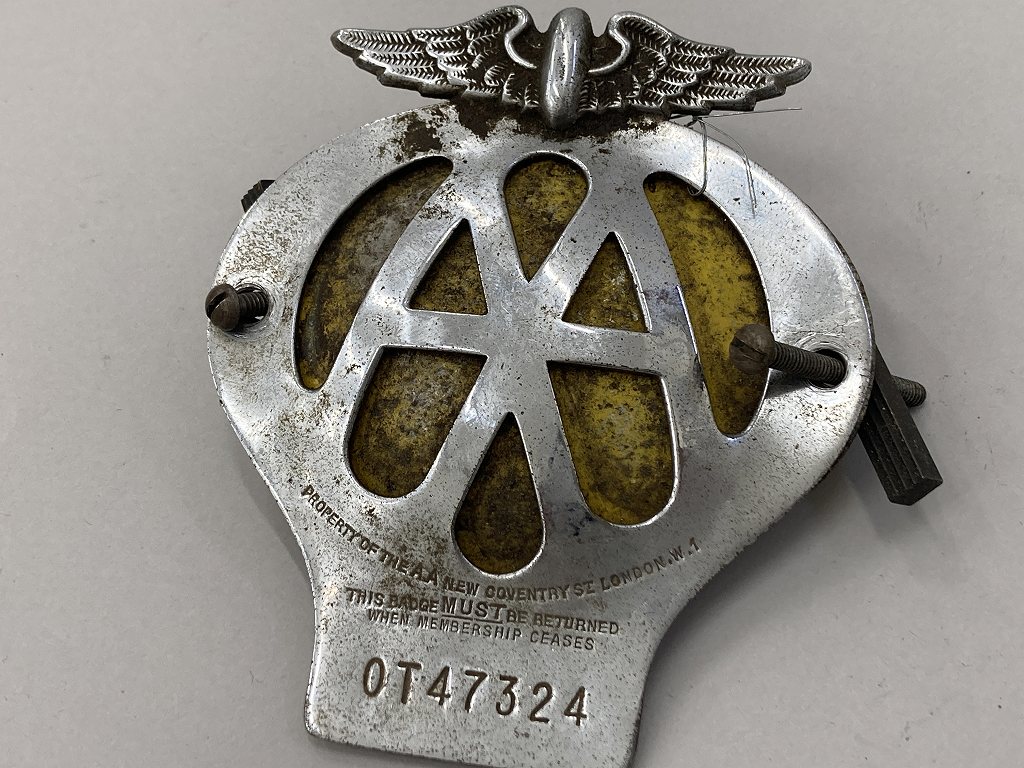 108458  ヴィンテージ　AA 「Automobile Association」 カーバッチ エンブレム