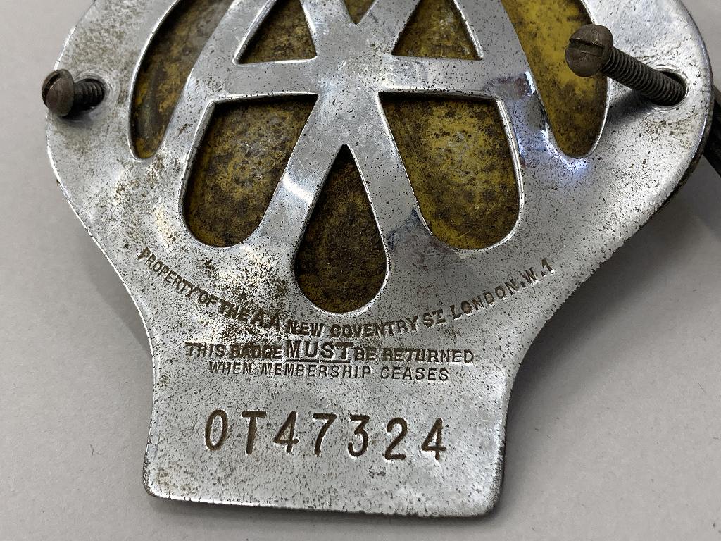 108458  ヴィンテージ　AA 「Automobile Association」 カーバッチ エンブレム