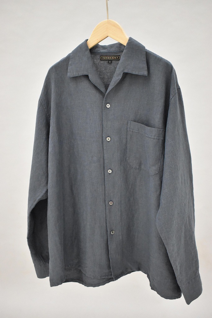 INNOCENT Original products　イタリアンカラーシャツ 長袖　COLOR : WHITE/RAF BLUE