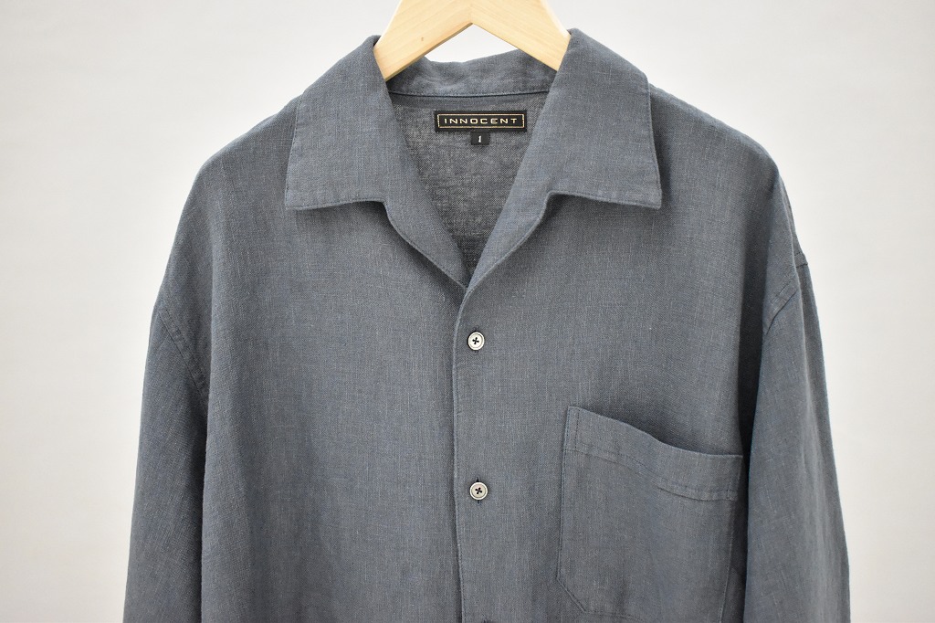 INNOCENT Original products　イタリアンカラーシャツ 長袖　COLOR : WHITE/RAF BLUE