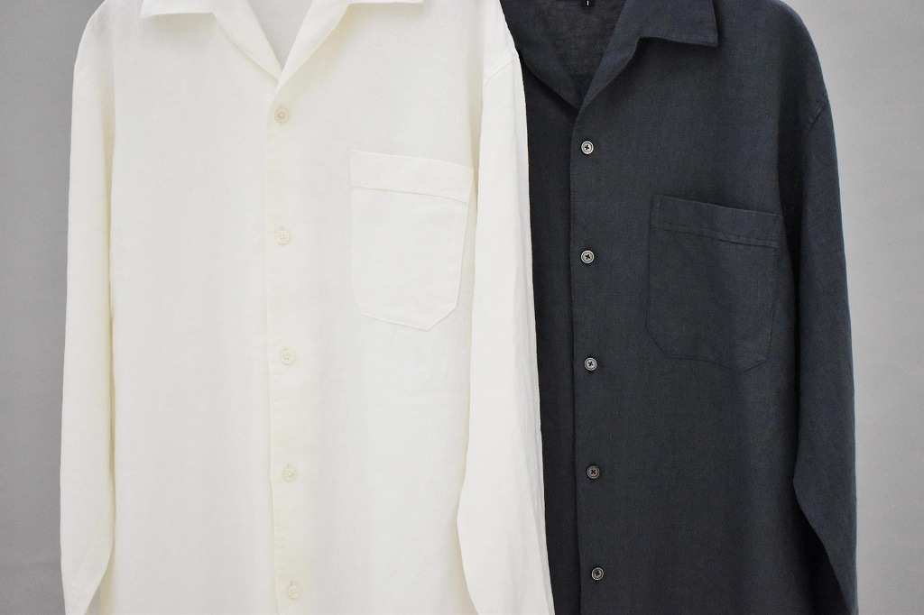 INNOCENT Original products　イタリアンカラーシャツ 長袖　COLOR : WHITE/RAF BLUE