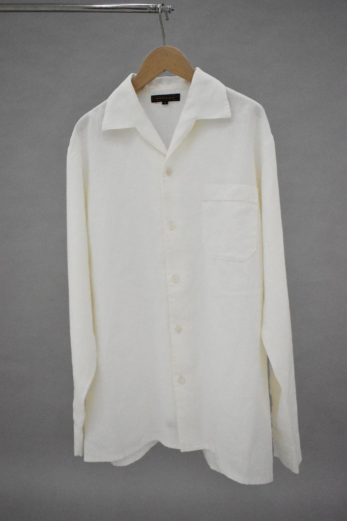 INNOCENT Original products　イタリアンカラーシャツ 長袖　COLOR : WHITE/RAF BLUE