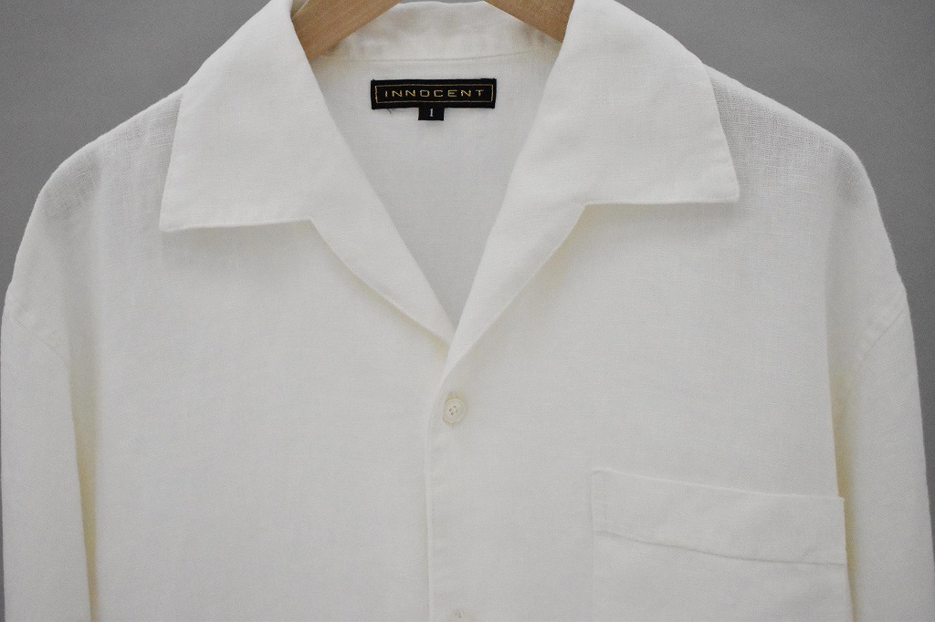 INNOCENT Original products　イタリアンカラーシャツ 長袖　COLOR : WHITE/RAF BLUE