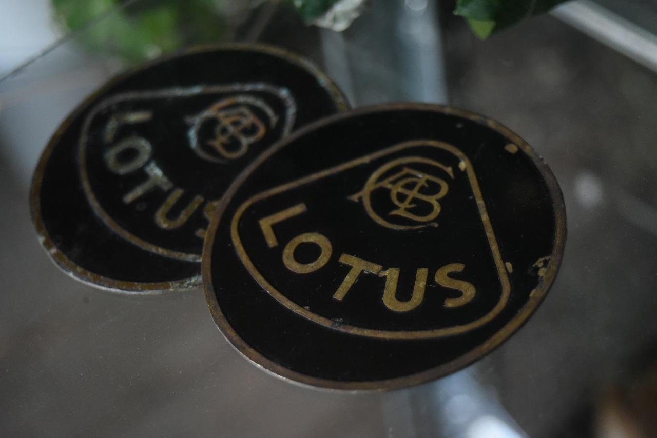 102965 UK ヴィンテージ　 「LOTUS ロータス」　 2枚セット　旧ロゴ　ブラス　真鍮エンブレム