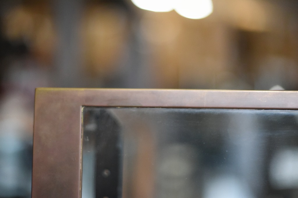 108406 販売及び長期リース店舗什器　英国製アンティーク　ブラスフレーム製　ガラスショーケース 　