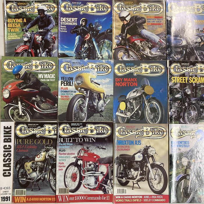 B4365　1991　12冊セット 「CLASSIC BIKE」 クラシックバイク 英国 旧車雑誌