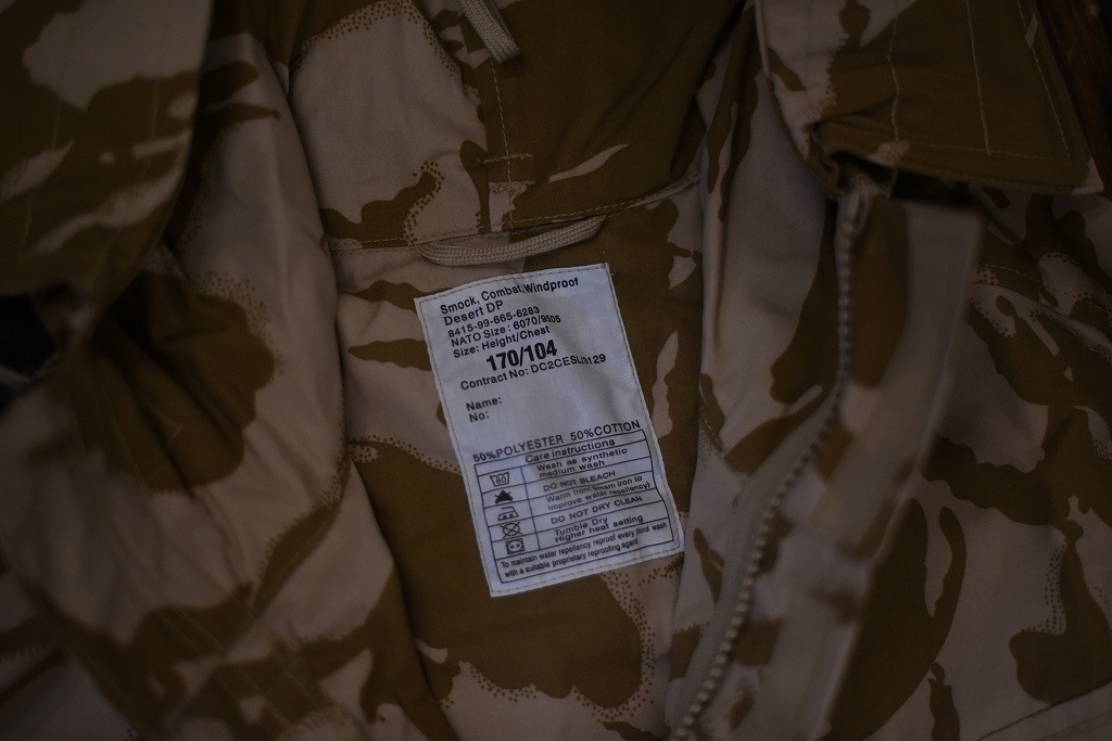 106578 170/104 英国軍　実物 新品 WINDPROOF コンバット スモック デザートDPM　カモ