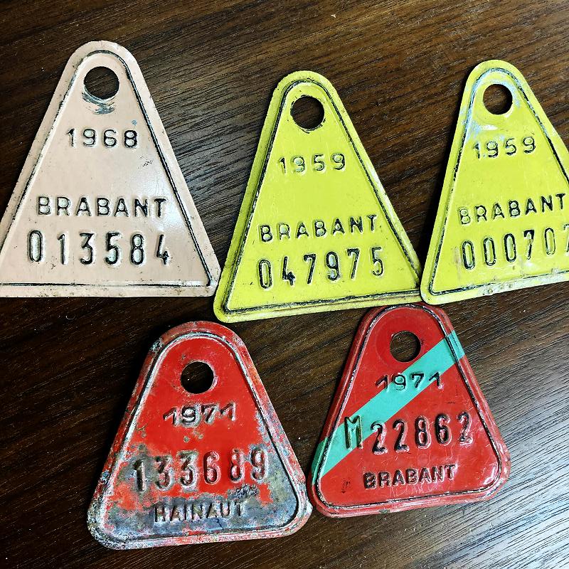 105123 ヴィンテージ　ベルギー ブラバント州　自転車　ナンバープレート