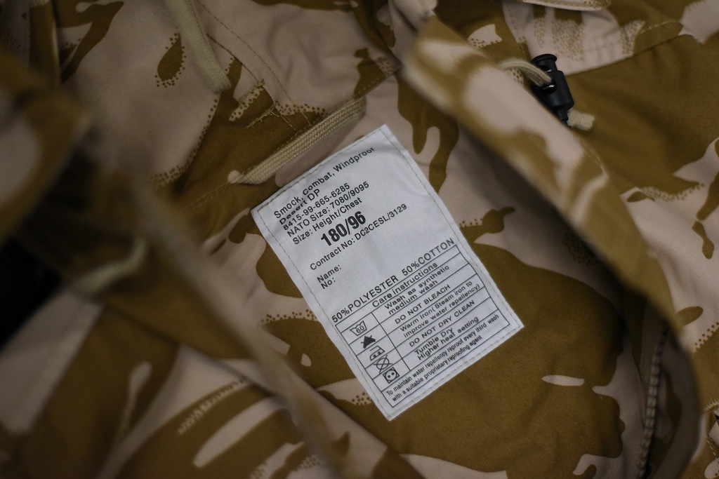 106581 180/96 英国軍 実物 新品 WINDPROOF コンバット スモック デザートDPM カモ