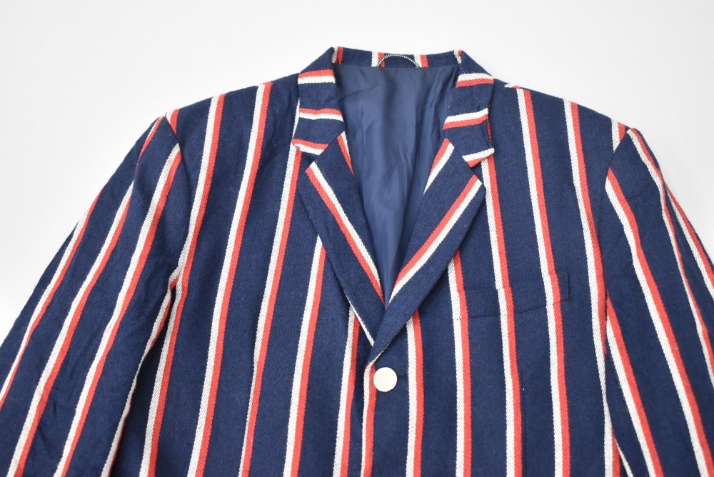 109231  [TA]ヴィンテージ スクールジャケット MADE IN ENGLAND ネイビー x レッド&ホワイト ストライプ