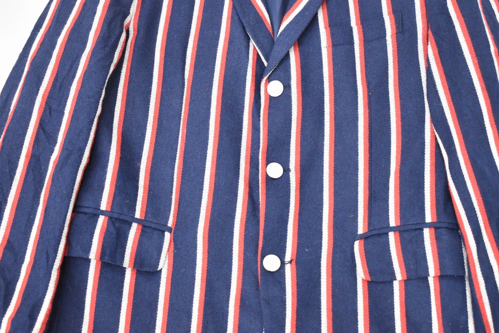 109231  [TA]ヴィンテージ スクールジャケット MADE IN ENGLAND ネイビー x レッド&ホワイト ストライプ