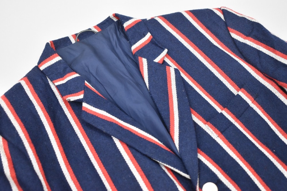 109231  [TA]ヴィンテージ スクールジャケット MADE IN ENGLAND ネイビー x レッド&ホワイト ストライプ