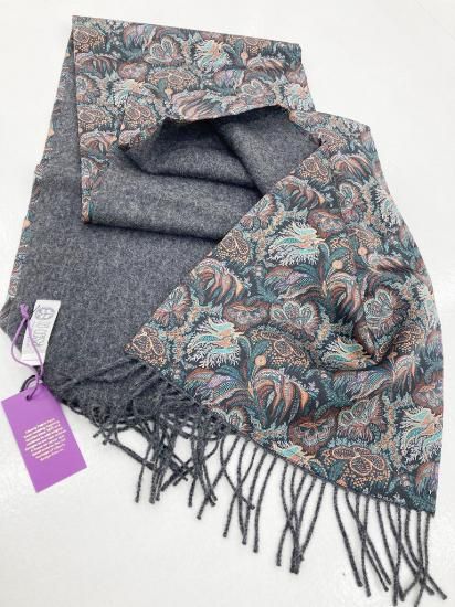 108346 英国 「SO COSY」　「Liberty Fabric Scarf 」　100％ベビーアルパカウール COLOR： Tawny Port & Paisley Corals