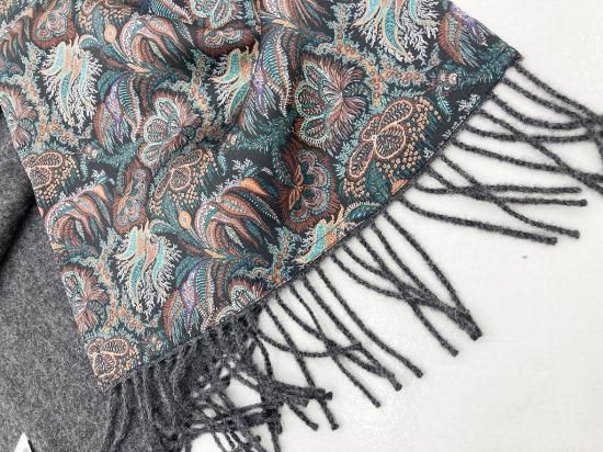 108346 英国 「SO COSY」　「Liberty Fabric Scarf 」　100％ベビーアルパカウール COLOR： Tawny Port & Paisley Corals