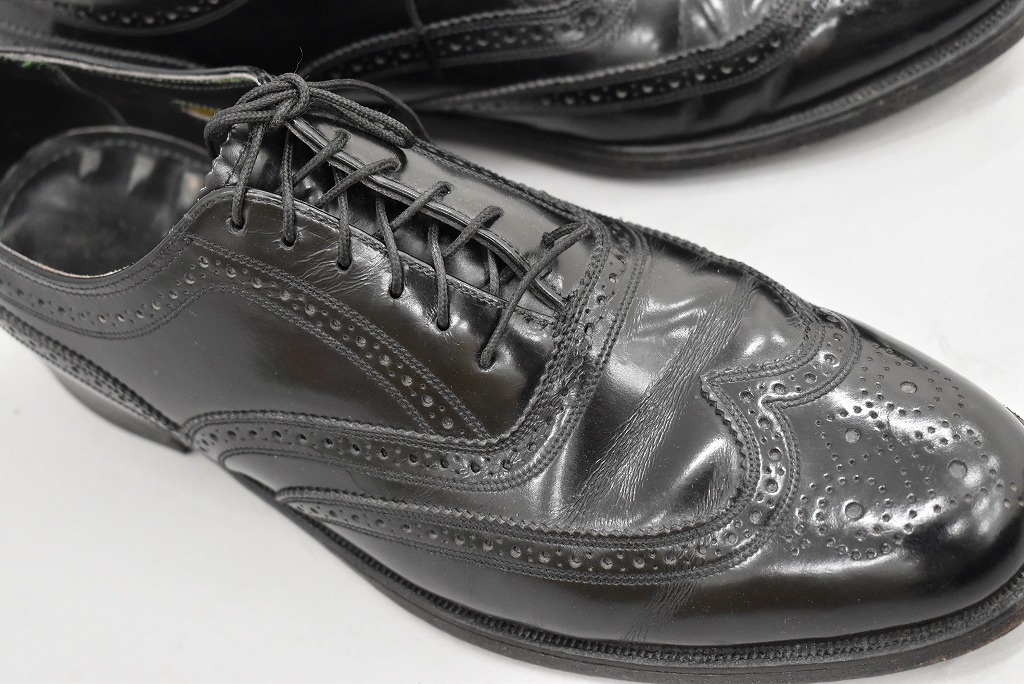 109816 「FLORSHEIM IMPERIAL」レザーシューズ  内羽根 WING TIP SIZE 9ほど