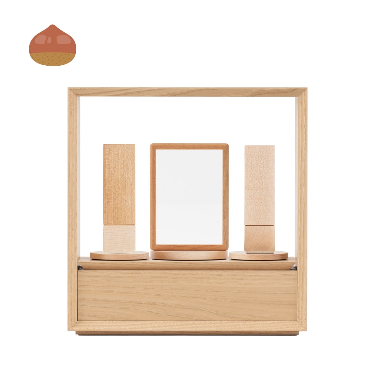 無垢材　栗材の大きな茶箱 小さな、いのり箱［いのりばこ］無垢材 MUKU 日本の栗の木（クリ