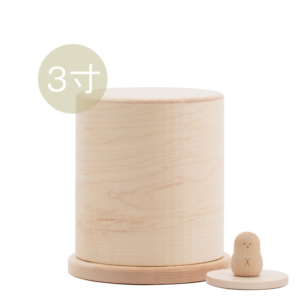 天然木の骨壺カバー3寸用 メープル＆てんしじぞうブナセット | いのり