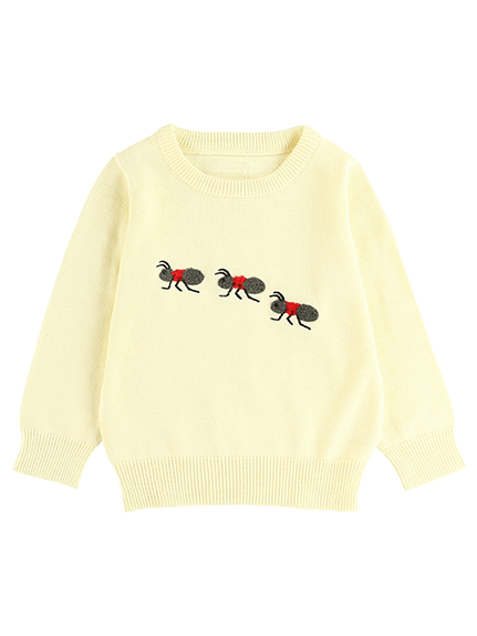 Sサイズのみ）毛玉になりにくい！さがら刺繍ありさんニット オフ